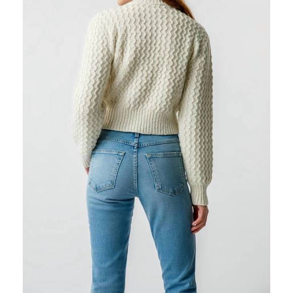 NEW AMO helen crop mock sweater in natural - Picture 2 of 3
